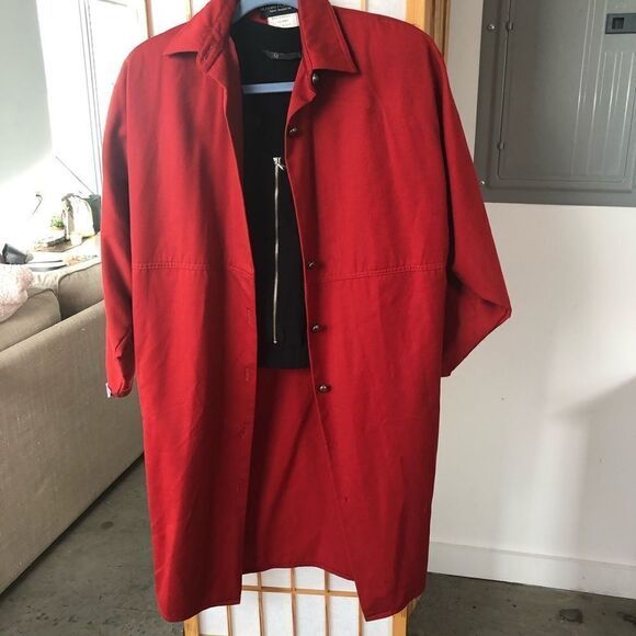 benard holtzman Jackets & Blazers - Vintage %100 wool Red trench coat